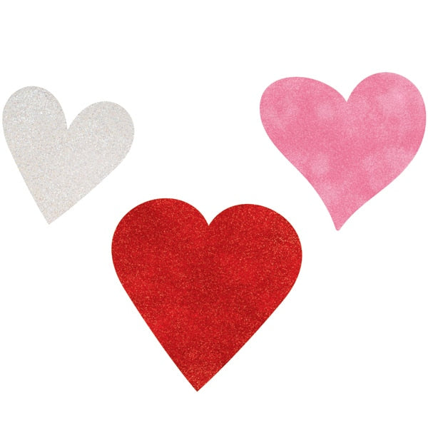 Valentine Glitter Heart Cutouts, 6 inch, 6 count