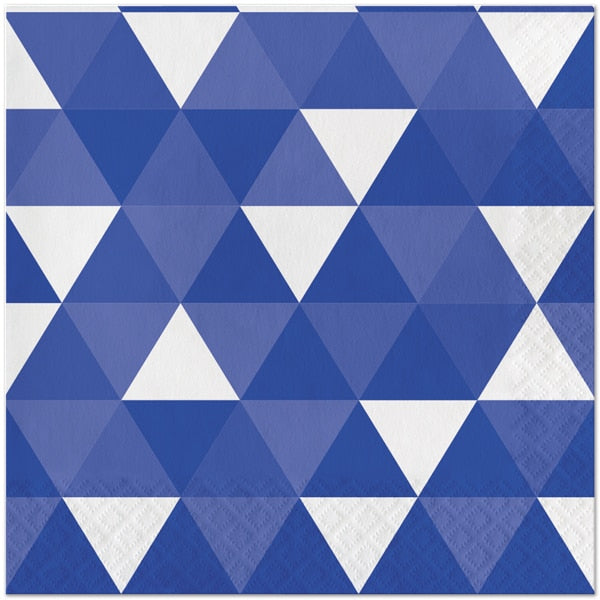 Cobalt Blue Geometric Lunch Napkins, 6.5 inch fold, set of 16