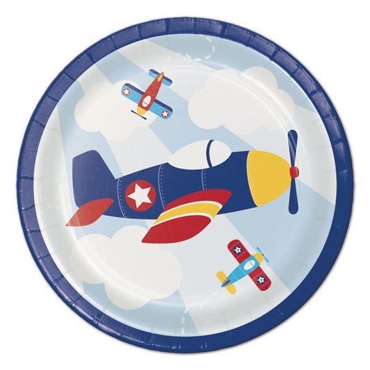 Vintage Airplane Party Dessert Plates, 7 inch, 8 count