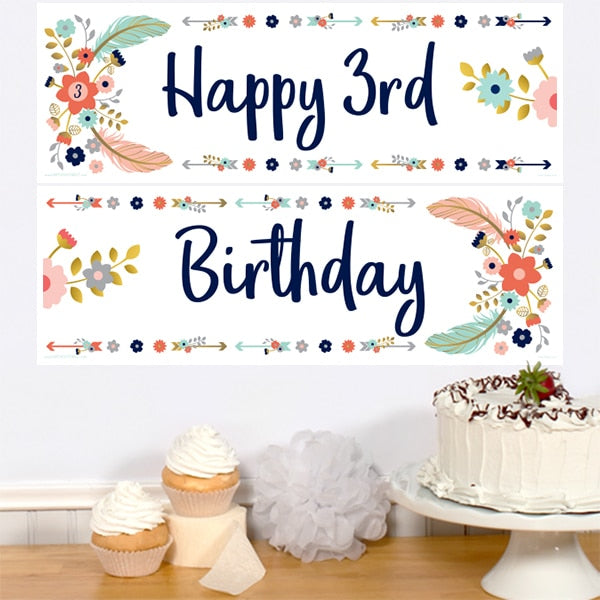 Birthday Direct's Boho 3rd Birthday Two Piece Banners