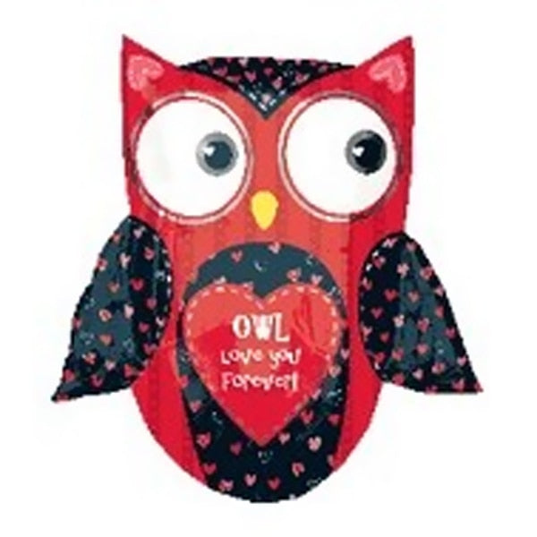 Valentine Owl Love You Forever SuperShape Foil Balloon, 27 x 24 inch, each