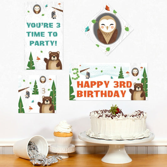 Birthday Direct's Wild Woodland 3rd Birthday Sign Cutouts