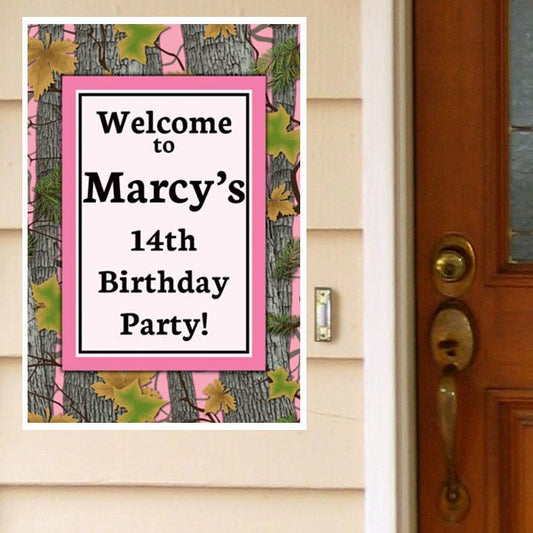 Birthday Direct's Camouflage Pink Party Custom Door Greeter