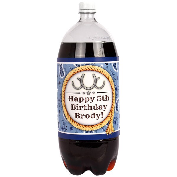 Birthday Direct's Bandana Blue Party Custom Bottle Labels