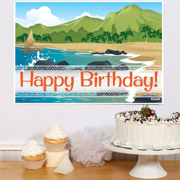 Polynesian Island Birthday Sign, 8.5x11 Printable PDF Digital Download by Birthday Direct