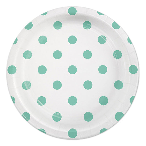 Fresh Mint Dots and Stripes Dessert Plates, 7 inch, 8 count
