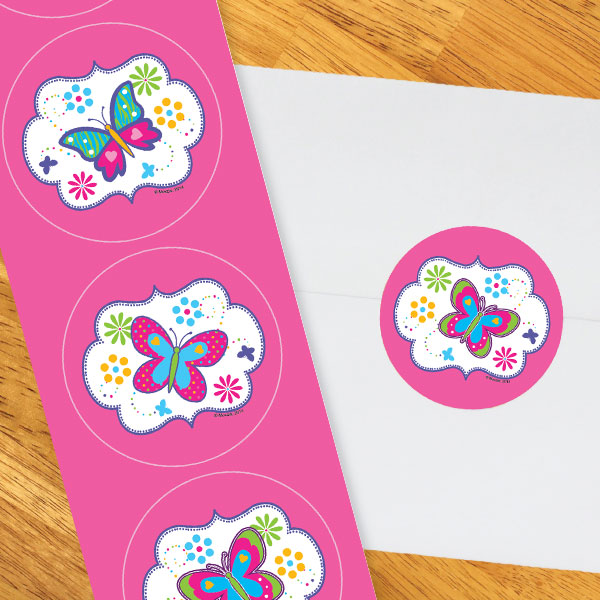 Birthday Direct's Butterfly and Daisy Party Circle Stickers