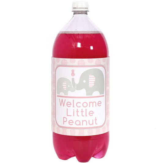 Birthday Direct's Little Peanut Baby Shower Pink Large Bottle Labels