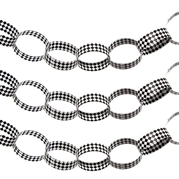 DIY Paper Chain Kit Black and White Check 8 feet, 24 links