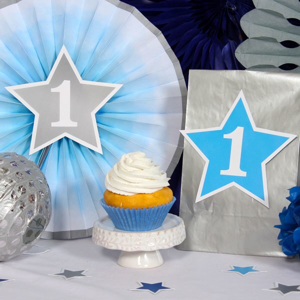 Birthday Direct's Twinkle Little Star 1st Birthday Blue Cutouts
