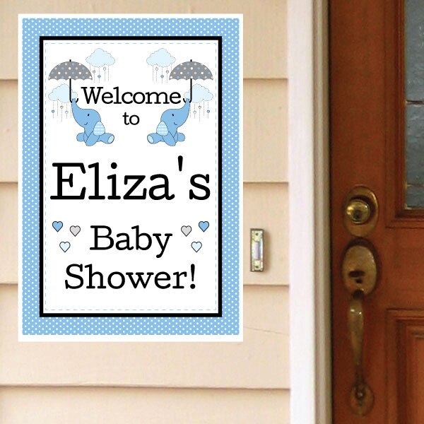 Birthday Direct's Elephant Baby Shower Blue Custom Door Greeter