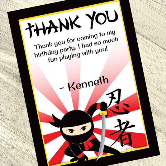 Birthday Direct's Little Ninja Party Custom Thank You