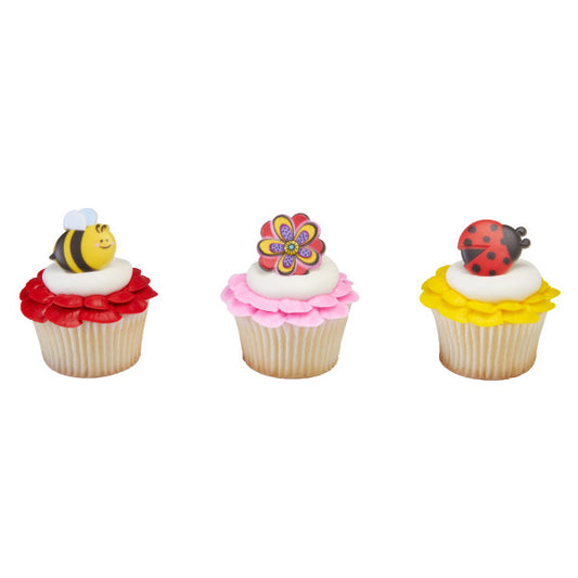 Spring has Blossomed Cupcake and Favor Rings, decor, set of 24
