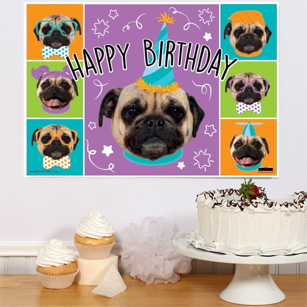 Dog Pug Birthday Sign, 8.5x11 Printable PDF Digital Download by Birthday Direct