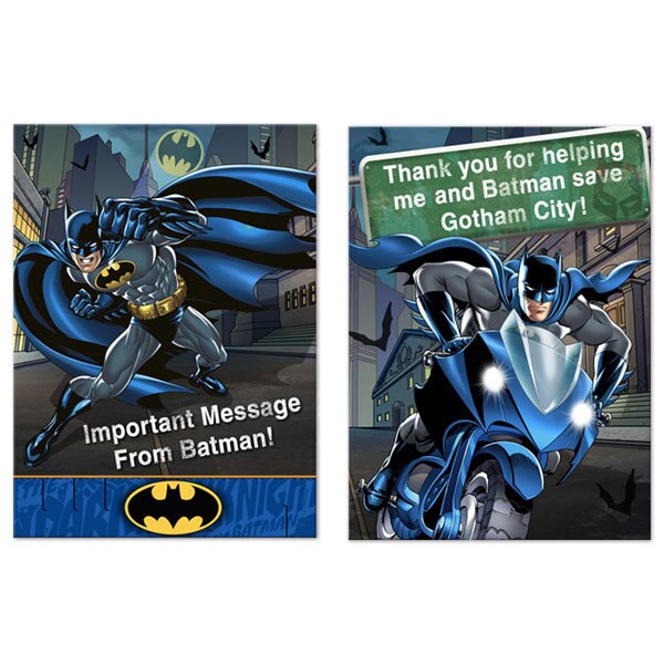 Batman Invitation and Thank You Set, 4 x 5 inch, 8 count
