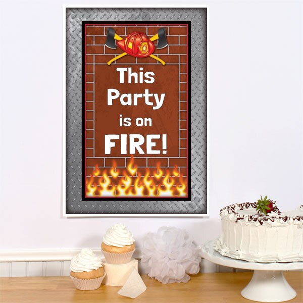 Firefighter Blaze Party Sign, 8.5x11 Printable PDF Digital Download by Birthday Direct