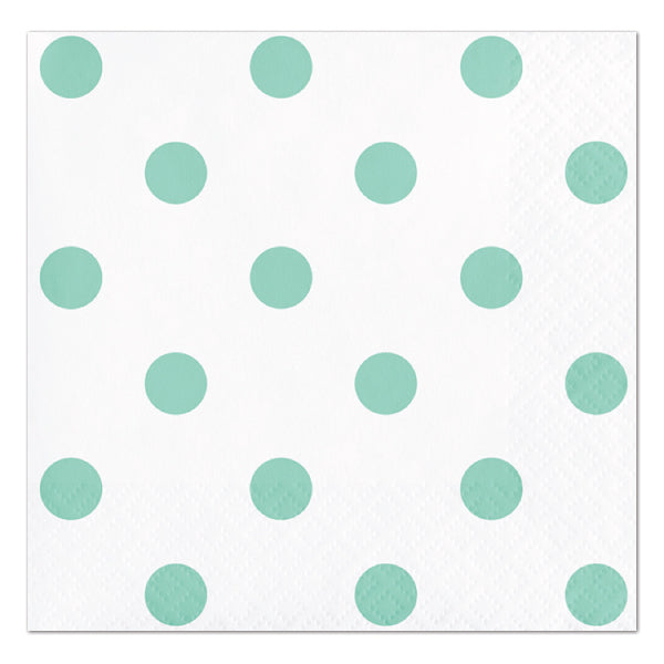 Fresh Mint Dots and Stripes Beverage Napkins, 5 inch fold, set of 16