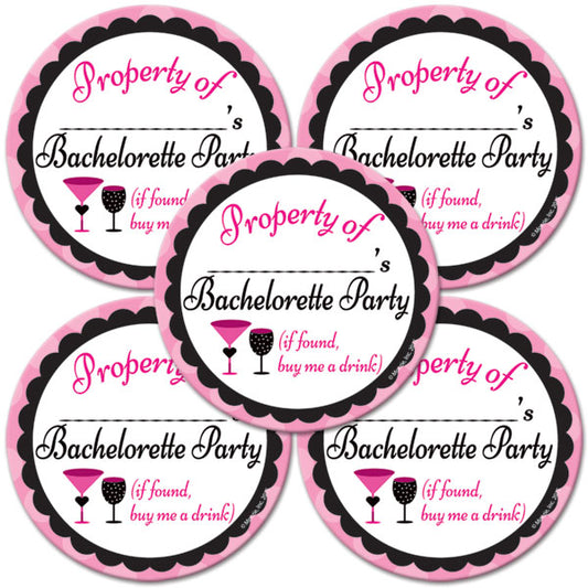 Bachelorette Party Large Stickers, 4 inch diameter, set of 12