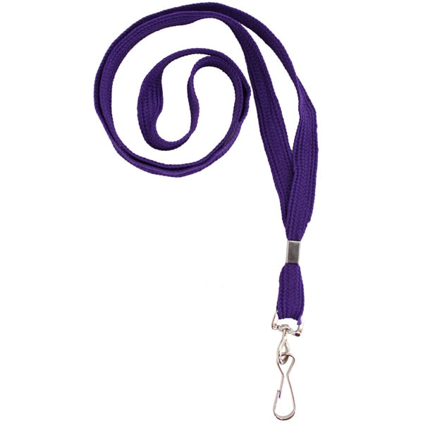 Purple Lanyards, Fabric with Metal Clip, 19 inch, set of 12