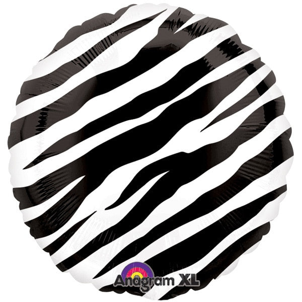 Zebra Print Foil Balloon, 18 inch, each