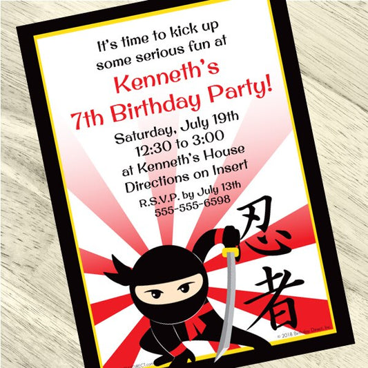 Birthday Direct's Little Ninja Party Custom Invitations