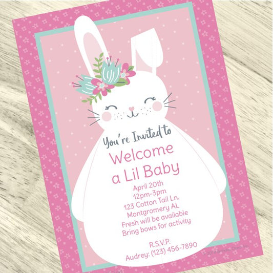 Birthday Direct's Bunny Baby Shower Custom Invitations