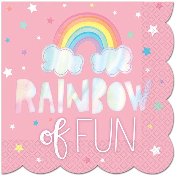 Magical Rainbow Pastel Hot-Stamp Lunch Napkins, 6.5 inch fold, set of 16