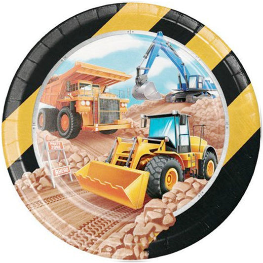 Big Dig Construction Dinner Plates, 9 inch, 8 count