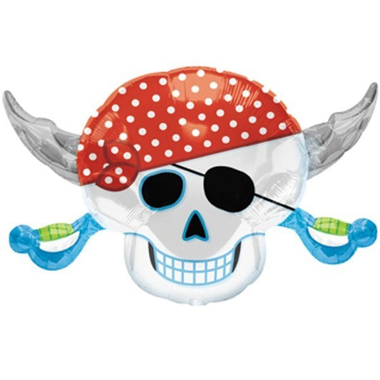 Pirate Party Skull SuperShape Foil Balloon, 18 x 28 inch, each