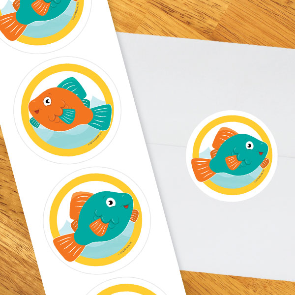 Birthday Direct's Little Fish Party Circle Stickers
