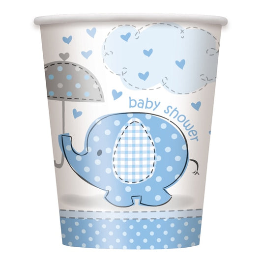 Elephant Baby Shower Blue Cups, 9 oz, 8 ct
