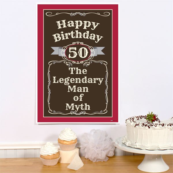 Vintage Dude 50th Birthday Sign, 8.5x11 Printable PDF Digital Download by Birthday Direct