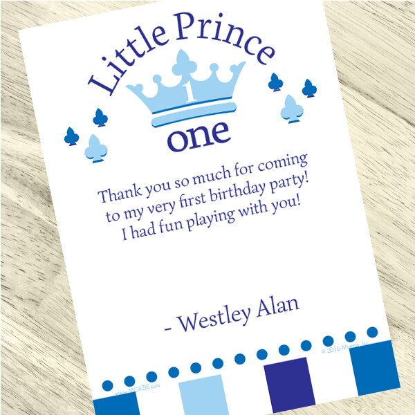 Birthday Direct's Little Prince 1st Birthday Custom Thank You