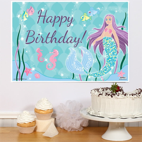 Mermaid Sparkle Birthday Sign, 8.5x11 Printable PDF Digital Download by Birthday Direct