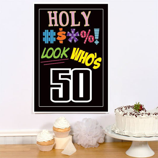 Holy Bleep 50th Birthday Sign, 8.5x11 Printable PDF Digital Download by Birthday Direct
