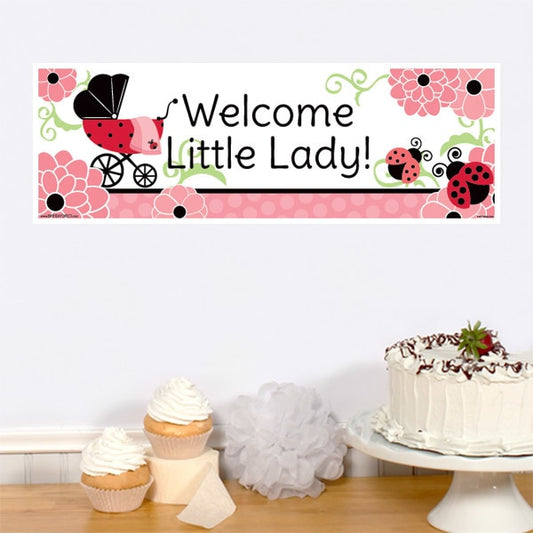 Little Ladybug Baby Shower Tiny Banner, 8.5x11 Printable PDF Digital Download by Birthday Direct
