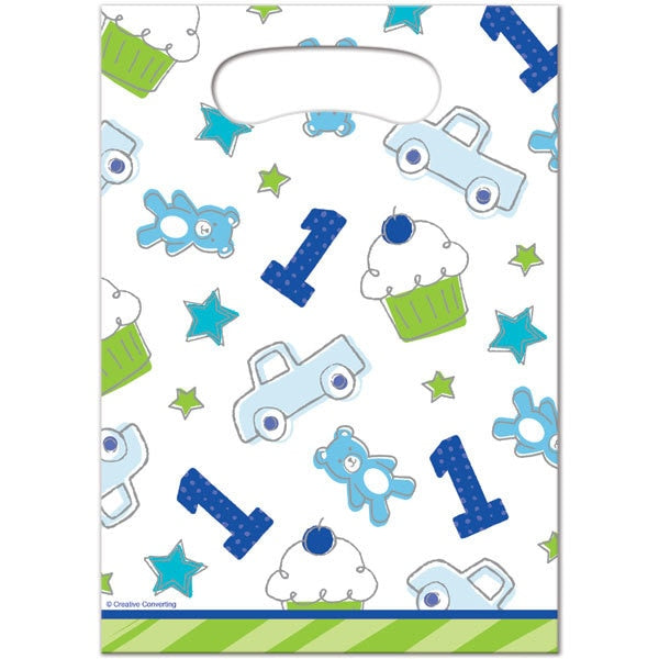Doodle 1st Birthday Blue Treat Bags, 6.5 x 9 inch, 8 count