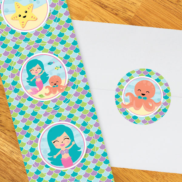 Birthday Direct's Little Mermaid Party Circle Stickers