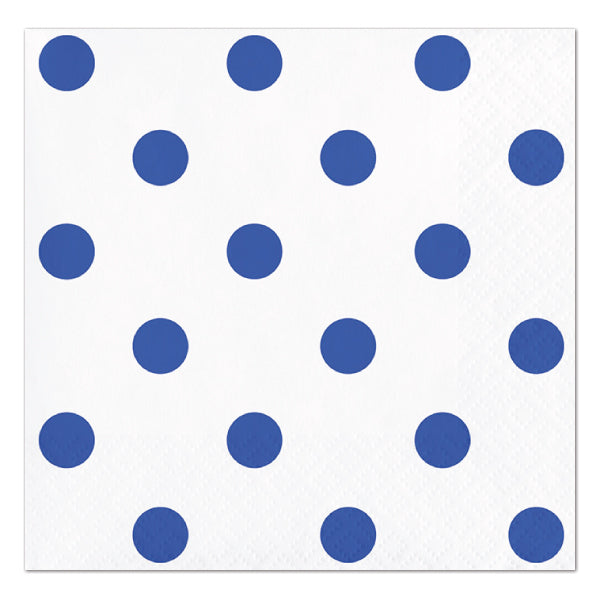 Cobalt Blue Dots and Stripes Beverage Napkins, 5 inch fold, set of 16
