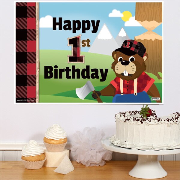 Woodland Beaver 1st Birthday Sign, 8.5x11 Printable PDF Digital Download by Birthday Direct