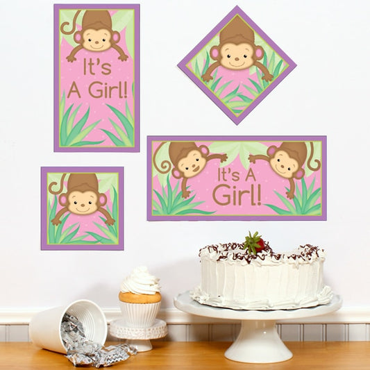 Birthday Direct's Little Monkey Baby Shower Pink Sign Cutouts