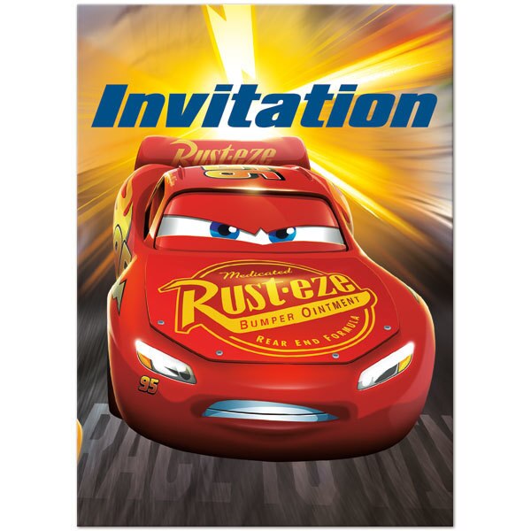 Disney Cars 3 Invitations, Fill In with Envelopes, 5 x 4 in, 8 ct