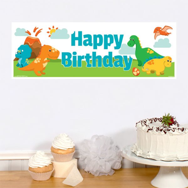 Little Dinosaur Birthday Tiny Banner, 8.5x11 Printable PDF Digital Download by Birthday Direct