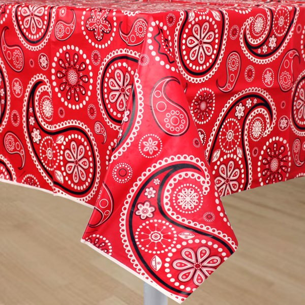 Classic Red Paisley Table Cover, 54 x 108 inch
