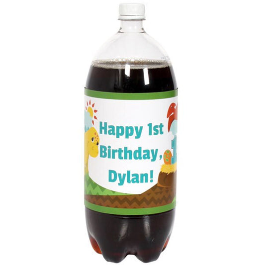 Birthday Direct's Little Dinosaur 1st Birthday Custom Bottle Labels