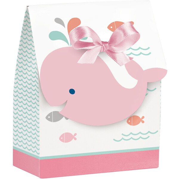 Little Whale Pink Party Favor Bag with Ribbon, set, set of 12