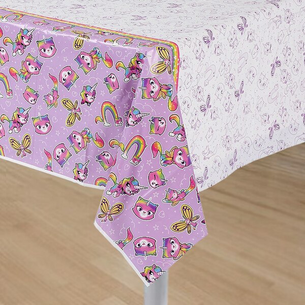 Rainbow Butterfly Unicorn Kitty Table Cover, 54 x 96 inch, each