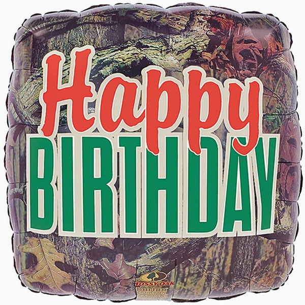 Camouflage Woodland Mossy Oak Happy Birthday Foil Balloon, 18 inch, each