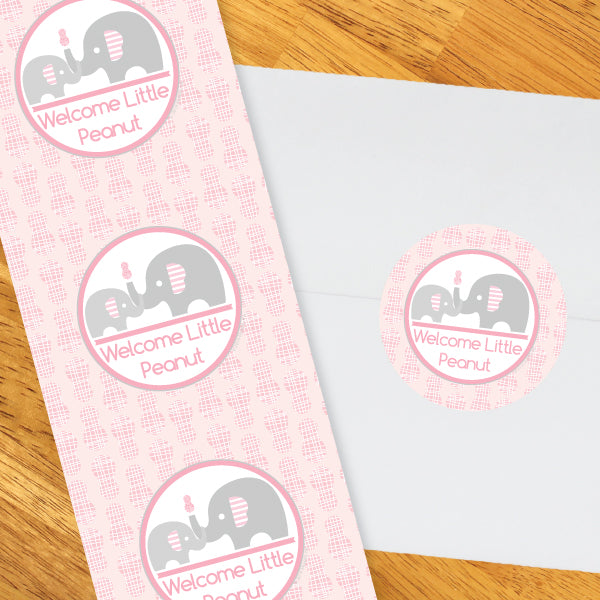 Birthday Direct's Little Peanut Baby Shower Pink Circle Stickers