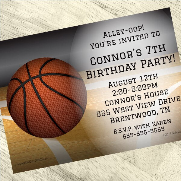 Birthday Direct's Basketball Party Custom Invitations